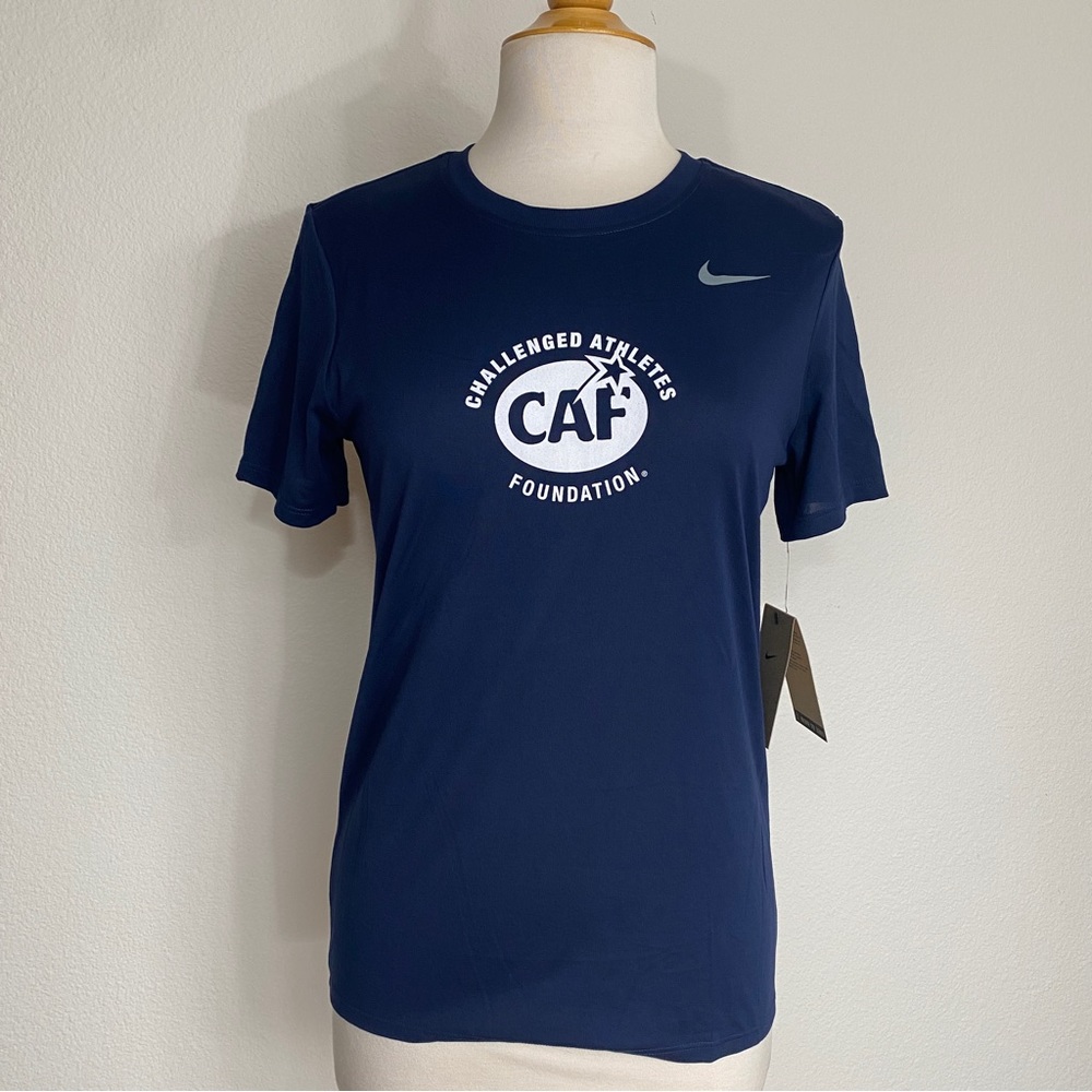 NWT New Women's Nike Dri Fit Navy Challenged Athletes Foundation T-Shirt Size S